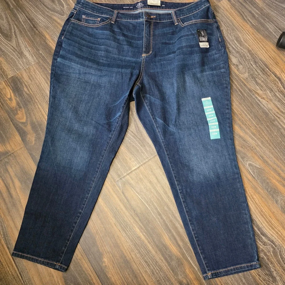 St Johns Bay Skinny Ankle Jeans Womens 22W Dark Wash Secretly‎ Slender Slimming
